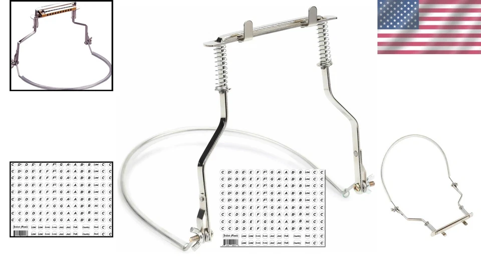 Professional 10-Hole Harmonica Holder with Rubber Neck Brace - Silver Edition - Image 2 of 4