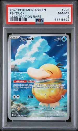 2026 Pokémon Ascended Heroes Psyduck #226 PSA 8 Illustration Rare IR