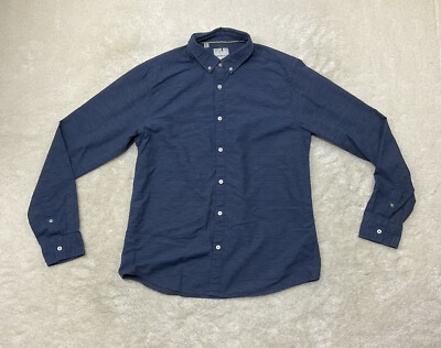 Larsson & Co Mens Size L Short Sleeve Button Up Blue Shirt 