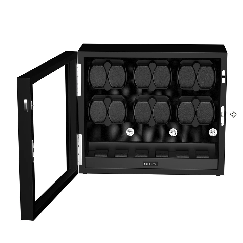 Caja enrolladora automática de 12 relojes con 6 cajas de almacenamiento adicionales con motores Mabuchi LED Foto 4 de 4