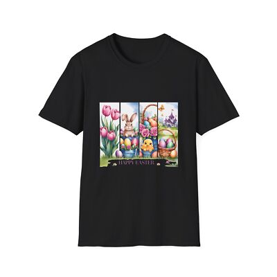 Happy Easter Unisex Softstyle T-Shirt, Spring Tees, Bunny Shirt, Easter