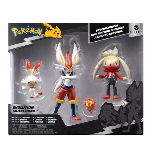 Pokémon Select Evolution - Scorbunny Raboot & Cinderace 3 Action Figure Set