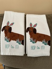 Dachshund Dish Towels Brand New With No Tags Easter Theme