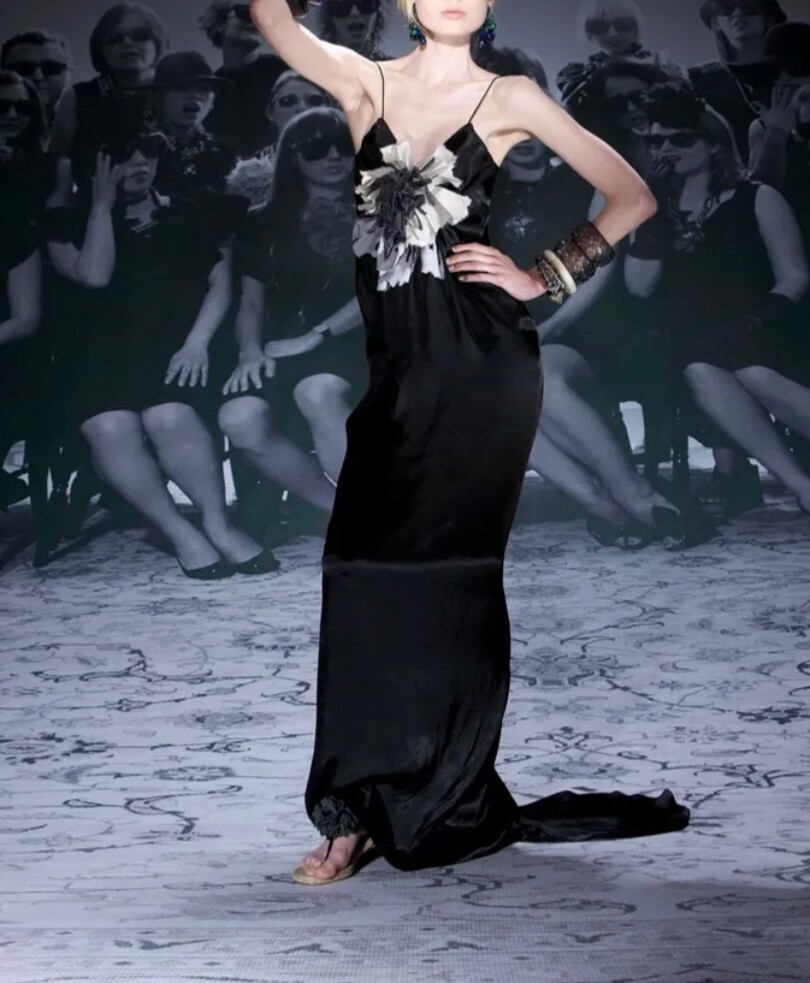 lanvin black dress women's Lanvin resort 2010 long black silk dress size 42