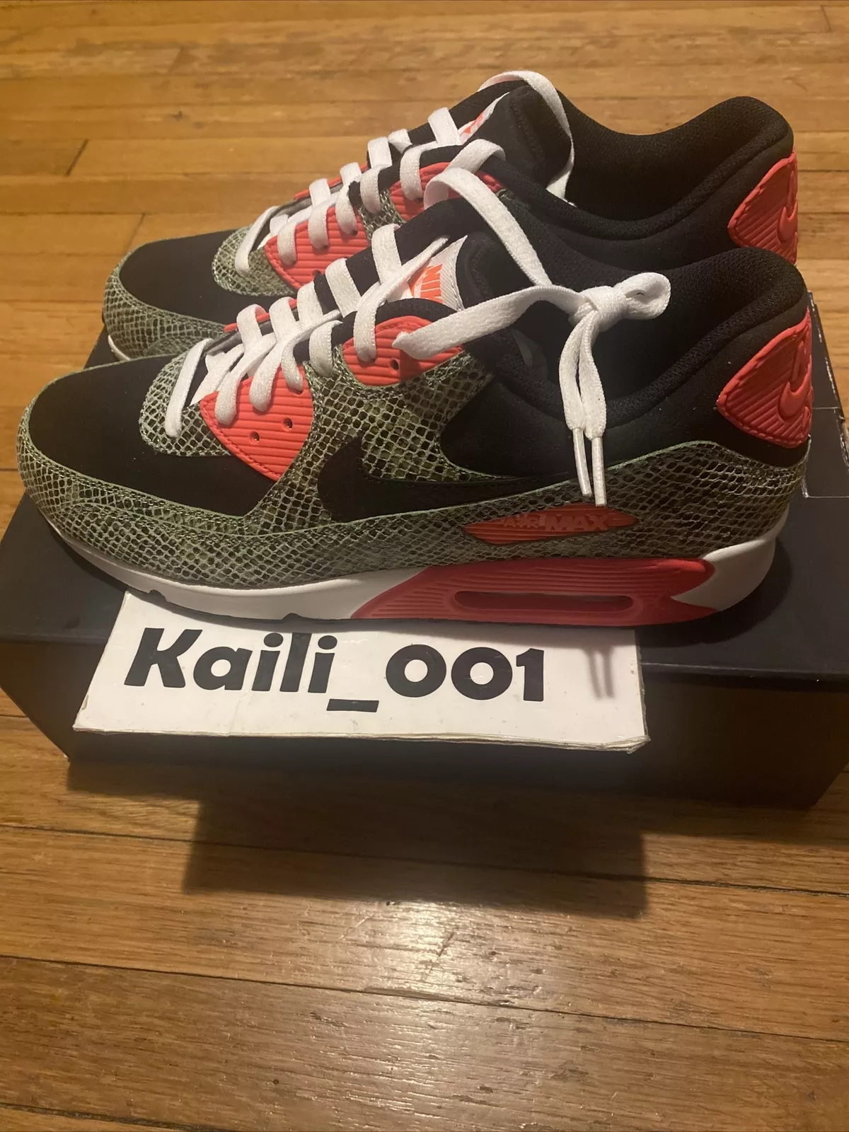 Nike Air Max 90 ID taille 11,5 peau de serpent Atmos ciment Powerwall infrarouge suprême C