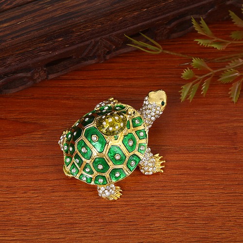 Fashion Bejeweled Turtle Jewelry Trinket Box Mother-Child Tortoise Figurine Gift - Picture 10 of 14