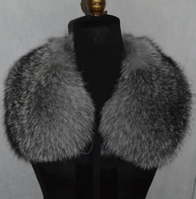 Real Fox Fur Blue Frost Collar with Ribbon Detachable New