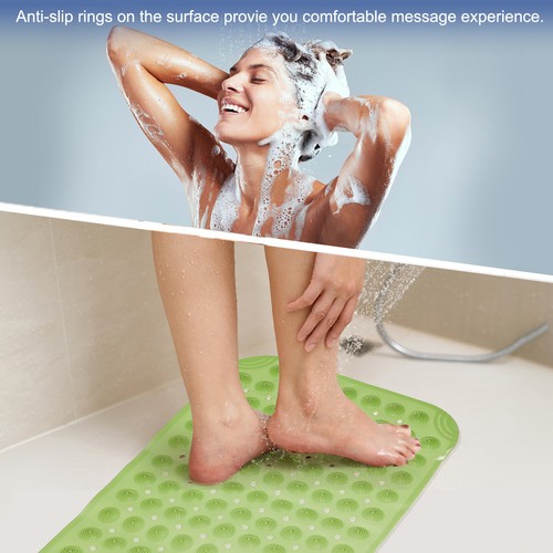 27.95 x 14.17" Non-slip Shower Mat with Suction Cup & Drain Hole, Fresh Green - Picture 4 of 7