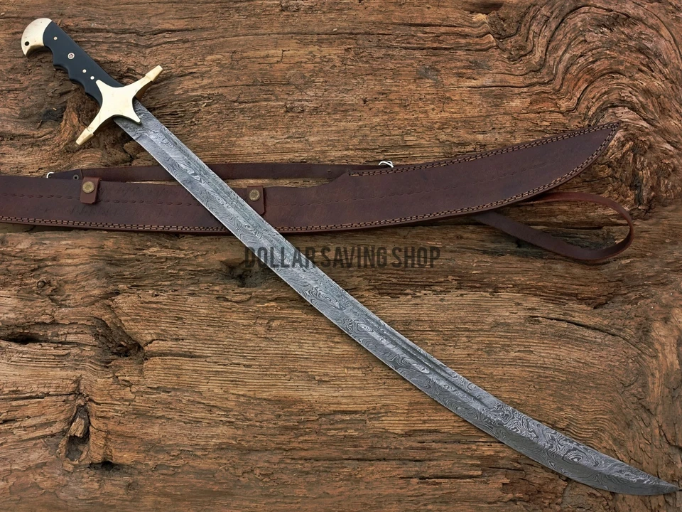 Espada árabe de acero Damasco forjada a mano, espada persa hecha a mano, espada pirata. Foto 4 de 4