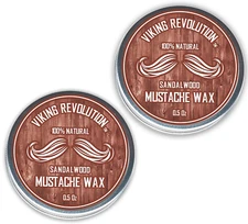Viking Revolution Mustache Wax 2 Pack - Beard & Moustache Wax for Men - Strong H