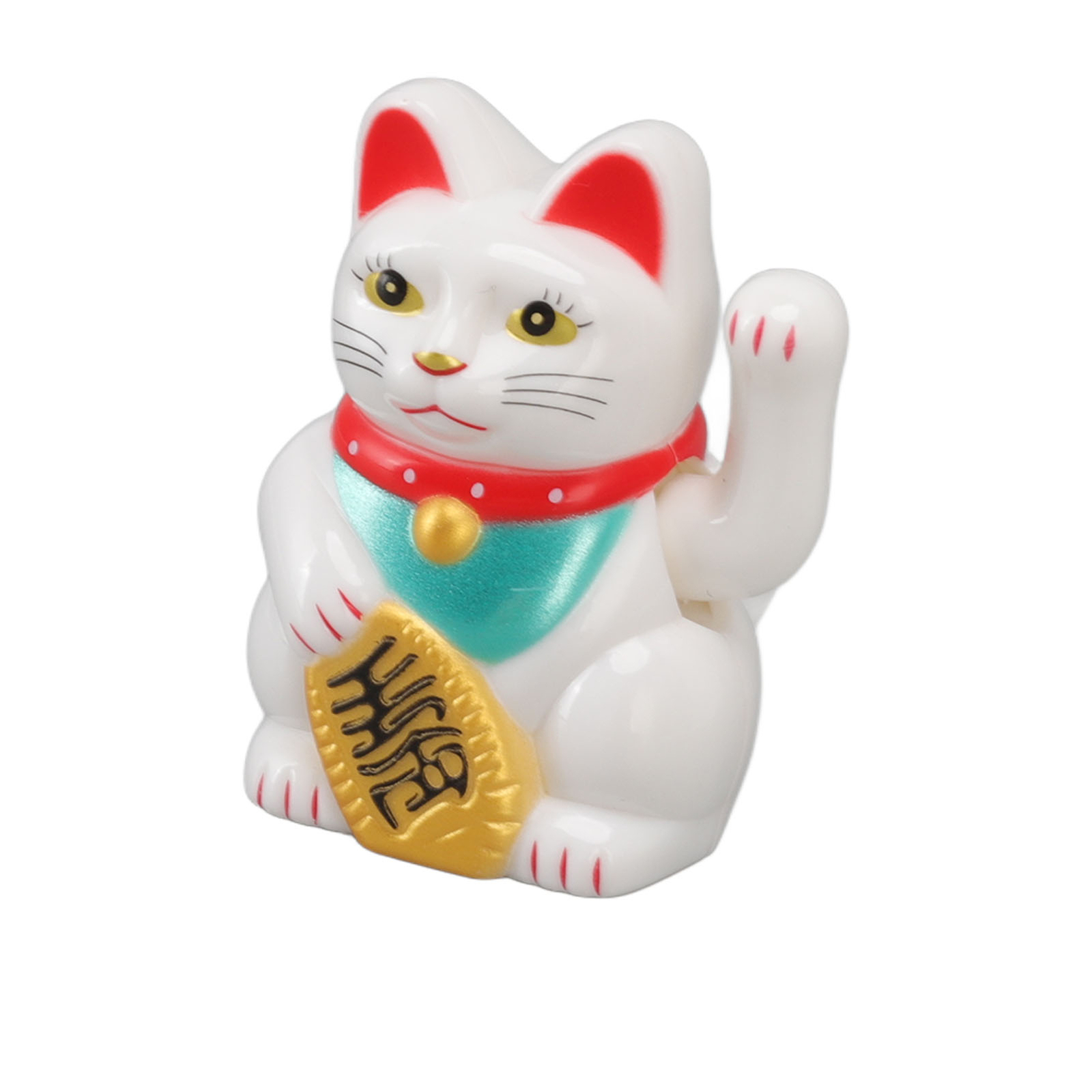(Sit Up Straight White)Chinese Lucky Cat Fortune Cat Decoration Waving