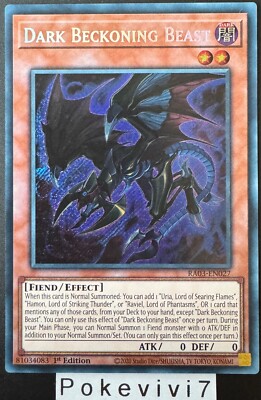 Yu-Gi-Oh! Karte Dark Beckoning Beast RA03-EN027 Secret Rare NEU