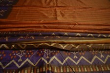 FNC Vintage Orange Sarees Sambalpuri Woven Square Art Silk Sari Fabric 5YD