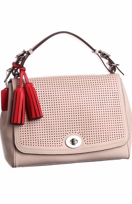 COACH LEGACY PERFORATED LEATHER ROMY CONVERTIBLE TOP HANDLE BAG