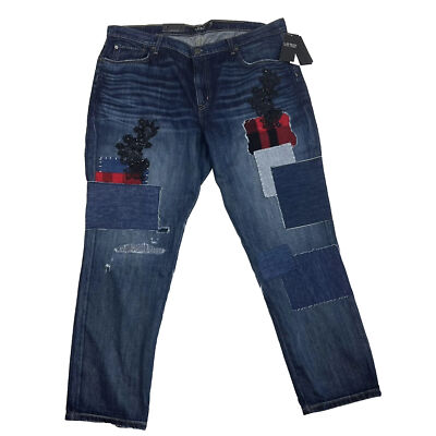 Lauren Ralph Lauren Women's Plus Size 18 Patch Demin Pants High Rise Ankle Blue