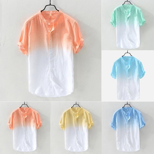 Mens Grandad Collar Shirts Mandarin 
