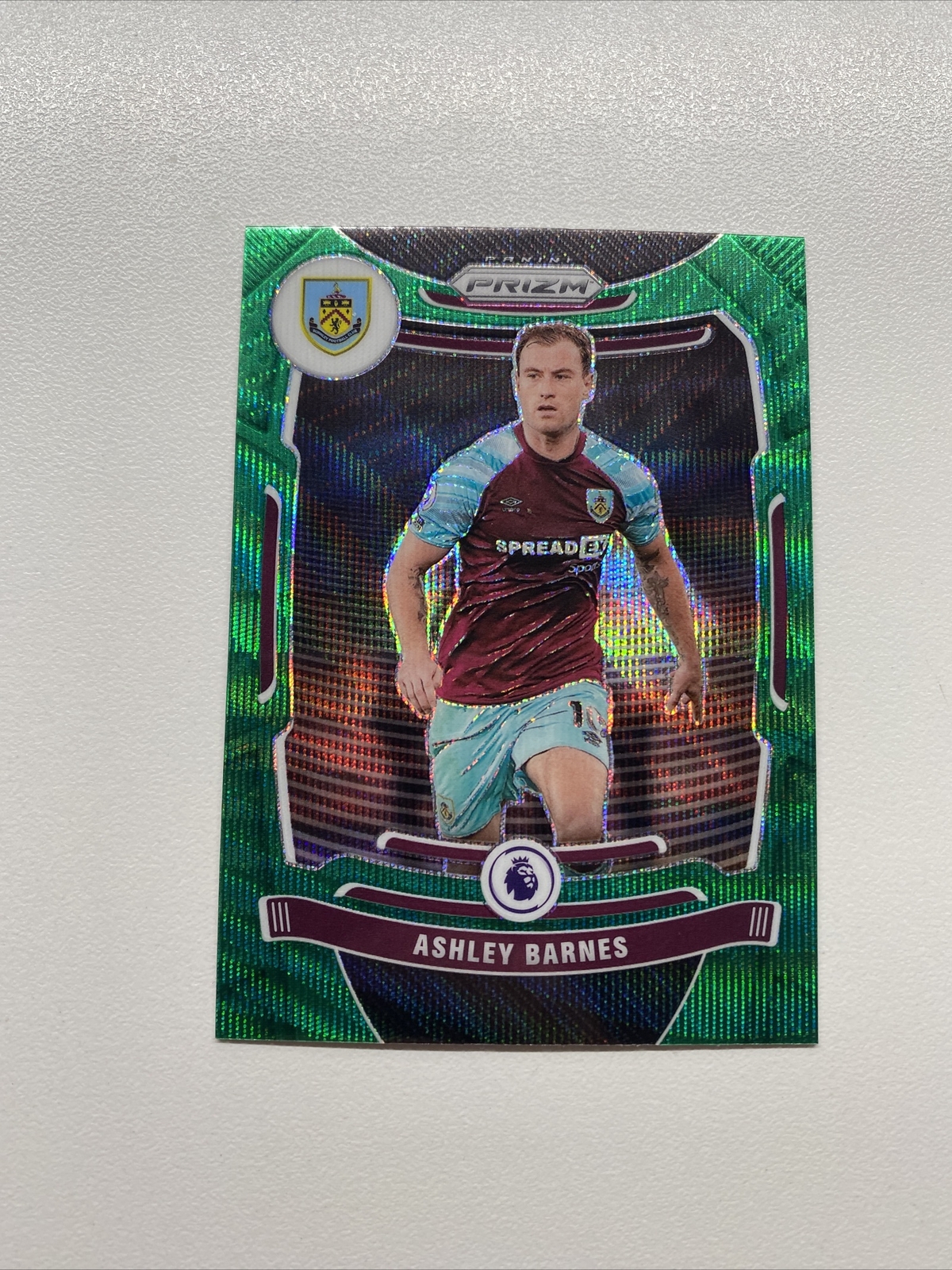 2021-22 Panini Prizm Premier League Soccer Green Wave Ashley Barnes 72 Burnley