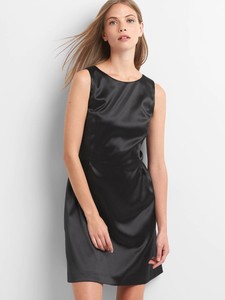 black satin fit and flare dress