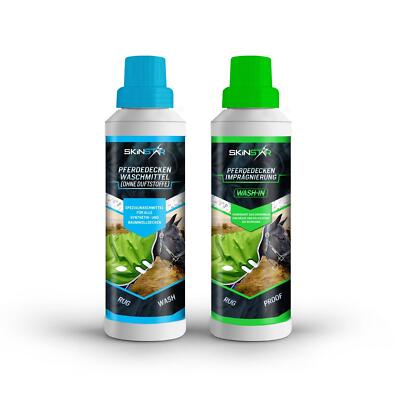 SkinStar Pferdedecken-Waschmittel o. Duftstoffe + Wash-In Imprägnierung je 500ml