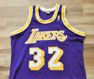 32 Magic Johnson Los Angeles Lakers Sandknit Jersey Authentic Sewn