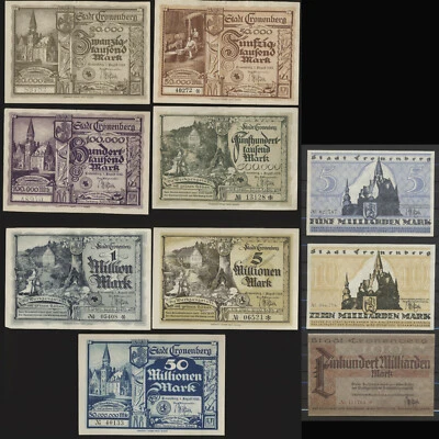 Cronenberg 515.056.760.000 Mark 1923 9x Notgeldscheine Notgeld Inflation ( K35 - Bild 1 von 4