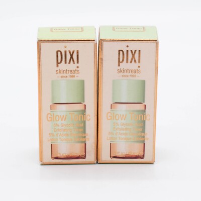 2X Pixi Skintreats Glow Tonic 5% Glycolic Acid Exfoliating Toner, 1.3 oz each