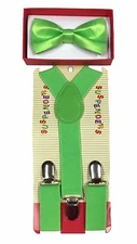 Simple & Elegant Suspender and Bow Tie Set for Boys Girls Children Neon Green