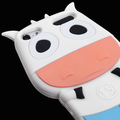 FUNDA GOMA SILICONA SUAVE BLANCA AZUL VACA PARA IPod touch 5ª 6ª 7ª Gen Foto 4 de 4