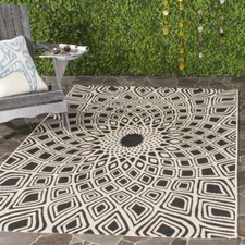 Tapis d'extérieur SAFAVIEH CY6616-25621 Cour noir/beige