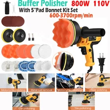 Car Polisher Buffer Sander 800W Auto Polishing Machine With 5"Pad Bonnet Kit Set
