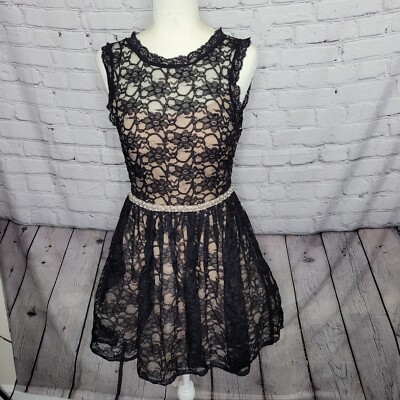 Jodi Kristopher Womens Sleeveless Lace Flare Keyhole Back Empire Waist JR  11 | eBay