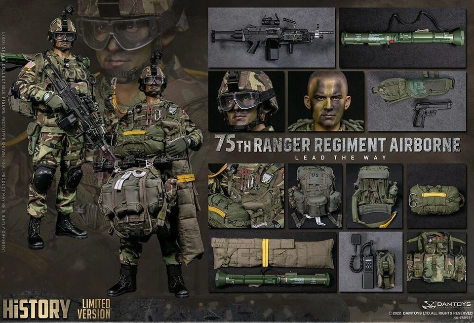 Novo boneco DAMTOYS US 75º RANGER REGIMENT AIRBORNE SAW GUNNER 1/6 12 polegadas LIMITADO - Imagem 2 de 4