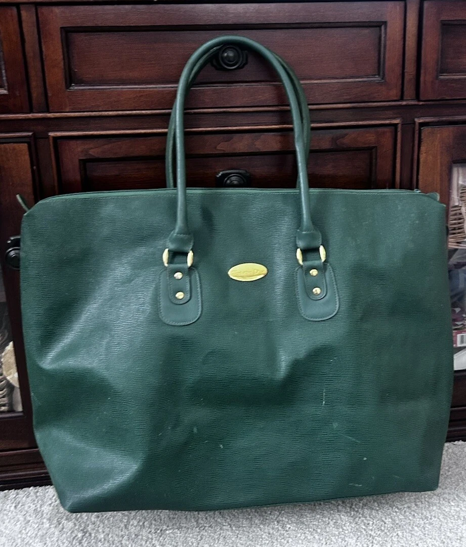 Grand sac de voyage vintage Christian Dior parfums vert émeraude PVC vert