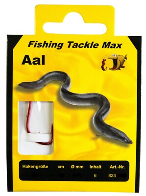 FTM Aal Haken rot gebunden 70cm Verschieden Größen Vorfachhaken