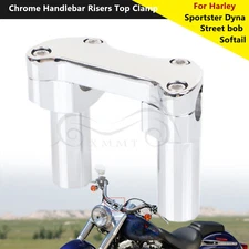 3.5" CNC Tall Handlebar Riser Top Clamp Set For Harley Dyna Low Rider Softail