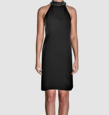 $170 Sanctuary Women's Black Embellished Mock Neck Sleeveless Dress Size Medium