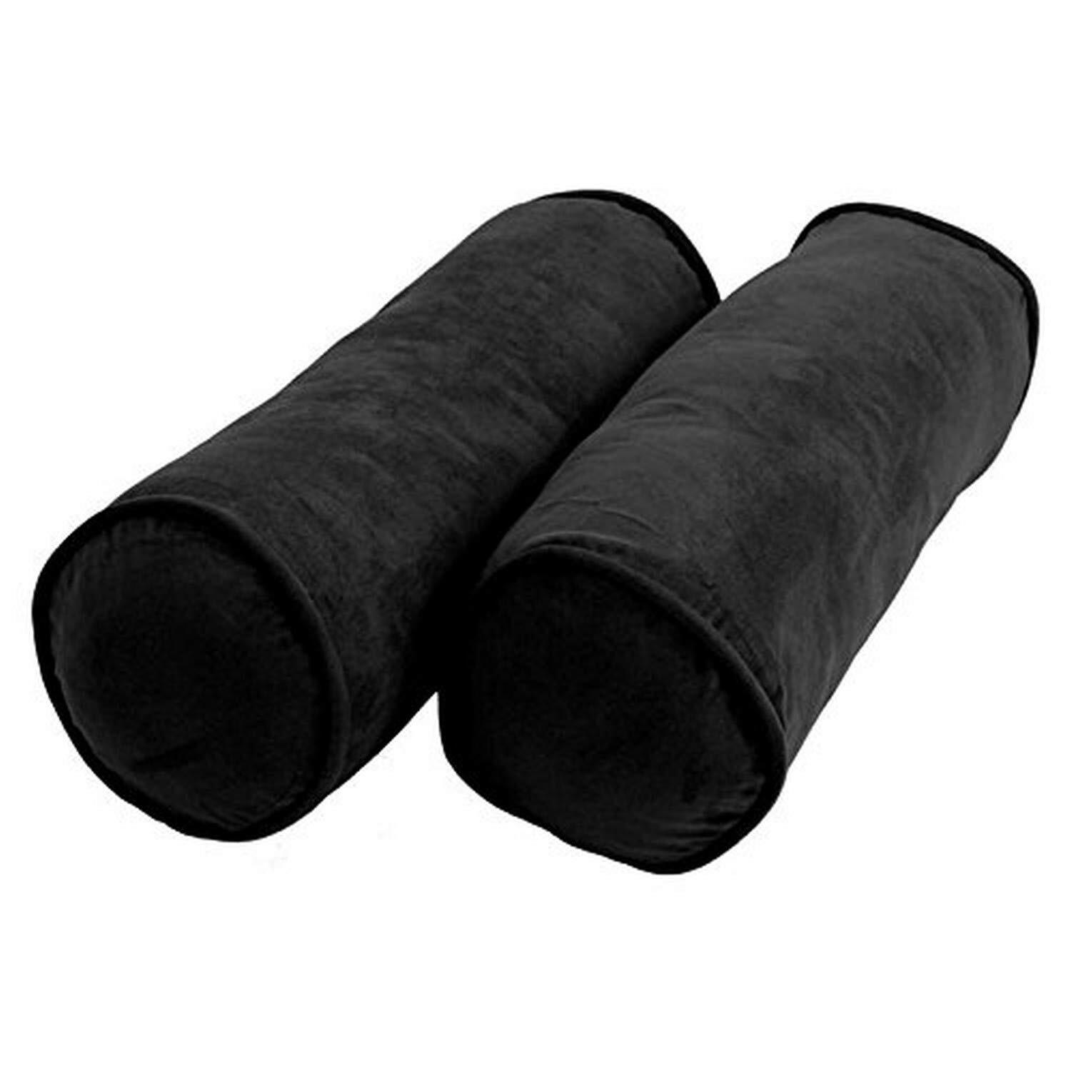 Corded Microsuede Bolster Pillow, 20" x 8", Black 2 Count eBay