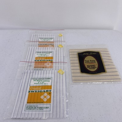 Lot of 4 Cross Stitch Waste Canvas Zweigart MCG 9x12  & 12x12 