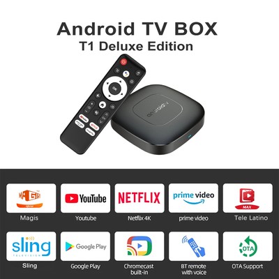 2024 Smart TV Box Android 13 WIFI 5 Mortal T1 Bluetooth 4K Media Stream Player