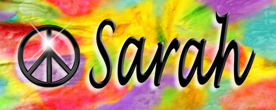 Peace Sign Tie Dye XL 4" x 8" Vinyl Decal Bumper Sticker Personalize Name-Text