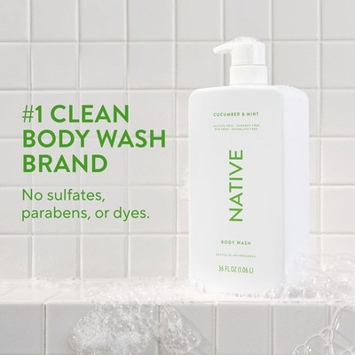 Native Body Wash Sulfate Free for Women and Men Cucumber & Mint  36 oz.