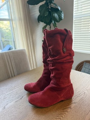 Ugg Highkoo Red Suede Leather Slouch Boots  Size 8.5 
