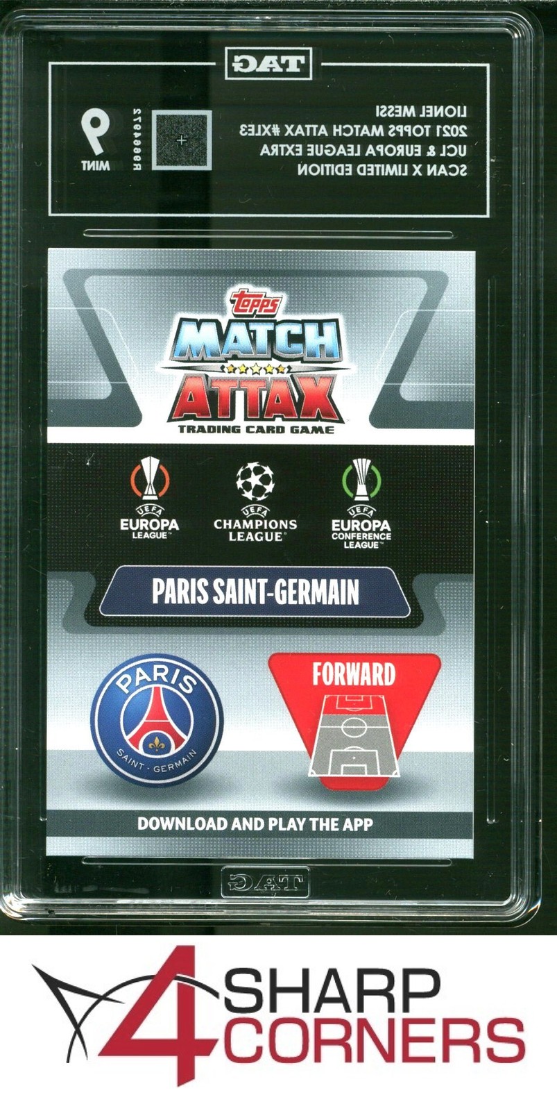 2021 TOPPS MATCH ATTAX UEFA LEAGUE EXTRA SCAN X LIMITED #XLE3 LIONEL MESSI TAG 9 view 2
