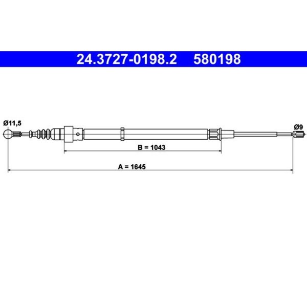 ATE Handbremsseil Hinten Passend FÜR Seat Cordoba Ibiza Skoda Fabia VW Polo |-image