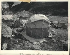 1974 Press Photo round tent in Base camp made for Mt. Makalu's high winds