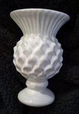 Mackenzie Childs Small  Thistle Vase - White Ceramic - Excellent 5” Tall 2009