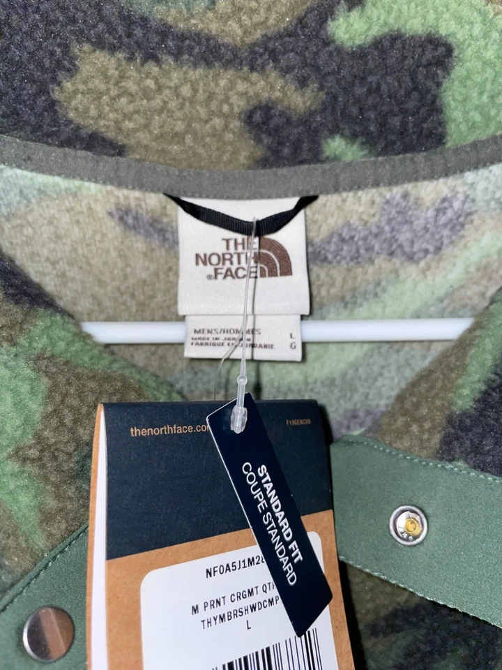 The North Face Mens L CRAGMONT 1/4 Snap Sherpa Fleece Jacket Military Green Camo - Image 4 of 4