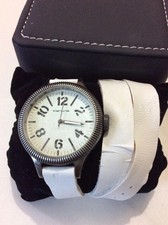 Kahuna ladies white dial leather strap watch