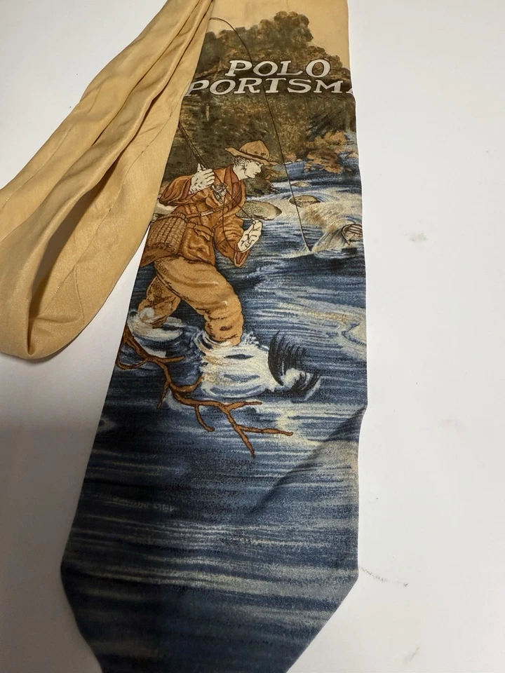 Polo Sportsman por Ralph Lauren Pesca con Mosca Corbata Marca Esquisto Rojo Raro ENVÍO GRATUITO Foto 3 de 4