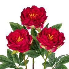 3PCS Peonies Artificial Flowers 24'' Faux Silk Flowers Spray Real Touch Fake ...